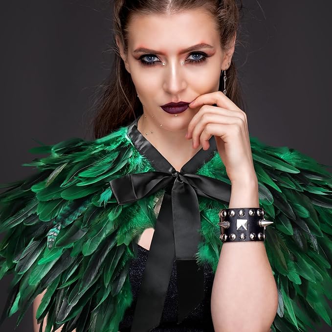 Gothic Natural Feather Shrug Feather Shawl Wrap Cape Victorian Collar for Halloween Cosplay Party Costume Accessories
