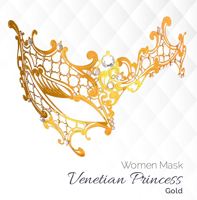 Masquerade Mask for Couples Women and Men - 3 Pack Venetian Gold and Black Lace, Mardi Gras Mask