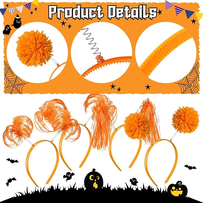 Censen 12 Pcs Christmas Pom Pom Headbands Spirit Party Headwear Tinsel Ponytails Head Bopper for Birthday Holiday