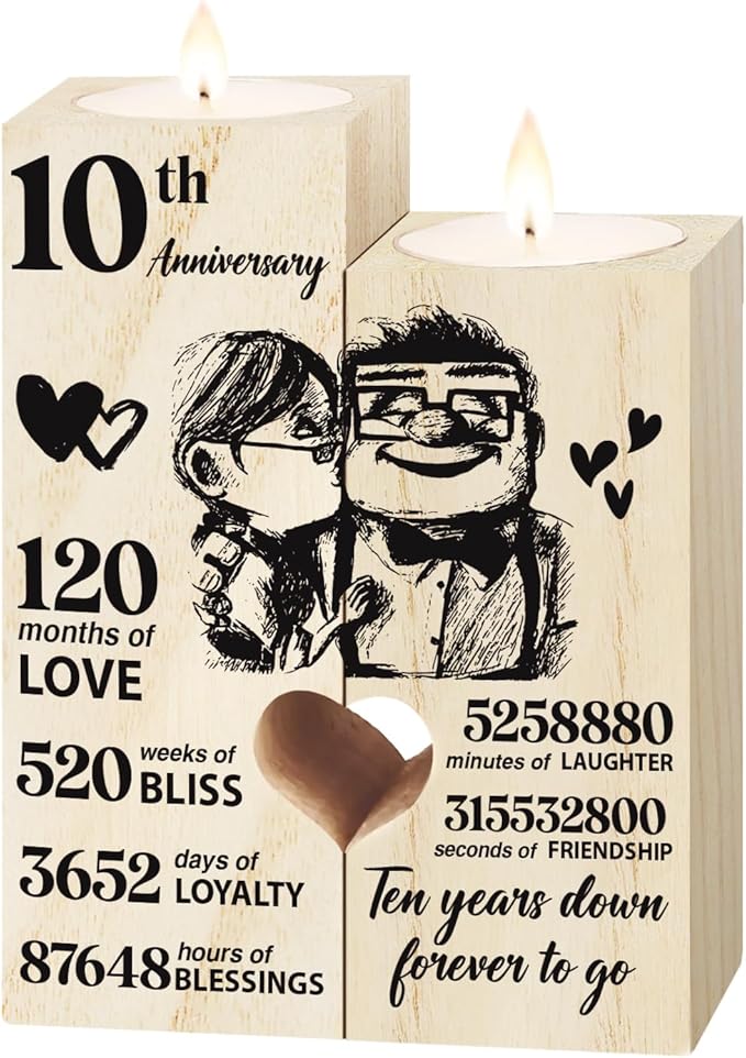 10th Anniversary Wedding Gifts for Wife, Husband, Couples Gift Candlestick,Ten Years Wedding Anniversary Presents for Her, Him