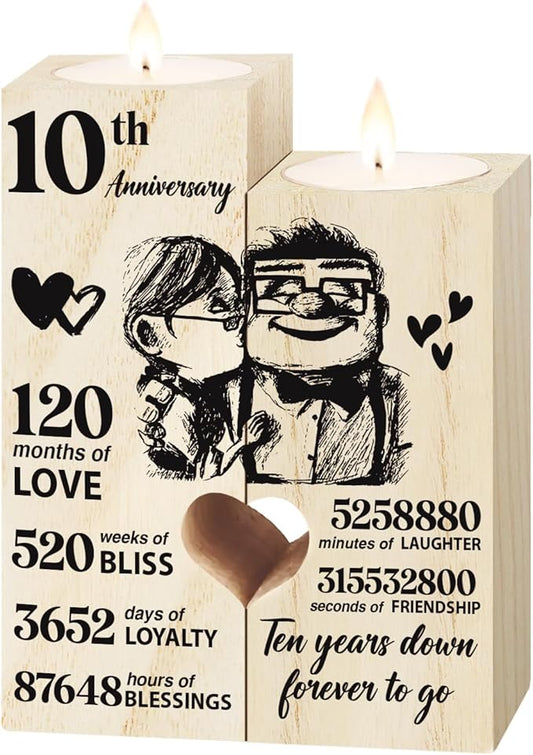 10th Anniversary Wedding Gifts for Wife, Husband, Couples Gift Candlestick,Ten Years Wedding Anniversary Presents for Her, Him