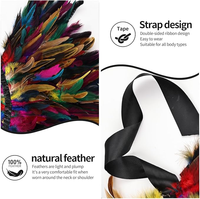 Gothic Natural Feather Shrug Feather Shawl Wrap Cape Victorian Collar for Halloween Cosplay Party Costume Accessories