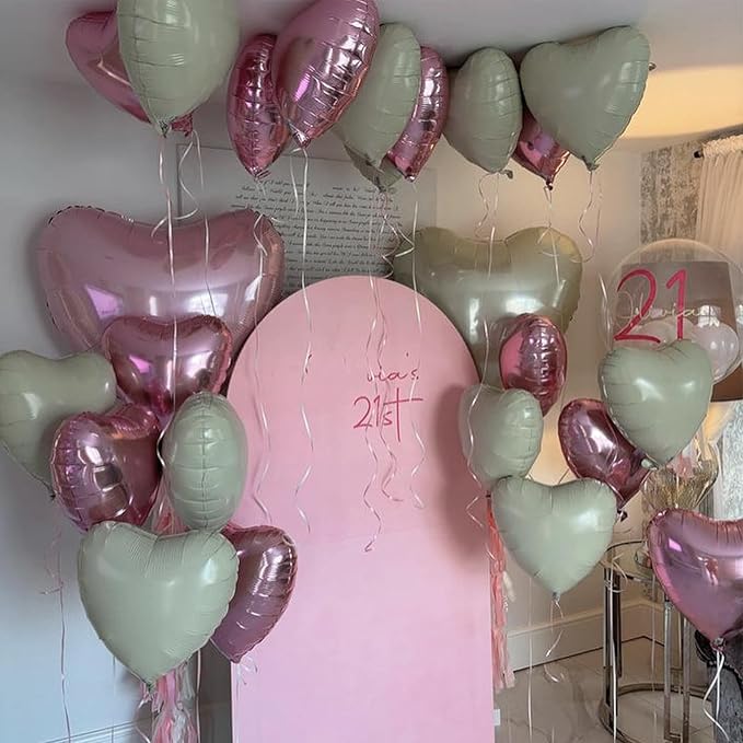 Pink White Heart Balloons, 12PCS Baby Pink Cream Heart Foil Balloons, Pastel Pink Light Pink White Heart Shaped Mylar Balloons for Girls Women Birthday Baby Shower Wedding Valentine's Party Decoration