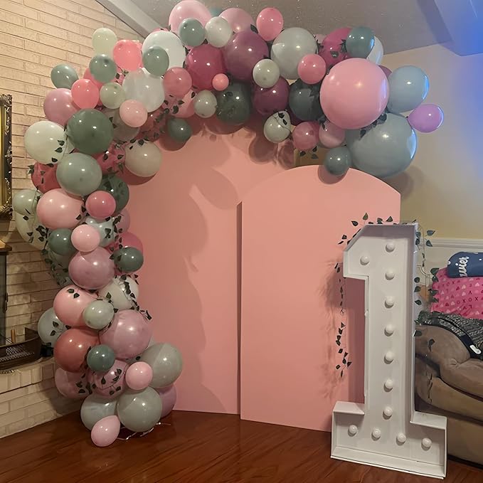 Fairy Theme Balloons Arch Pastel Pink Purple Green Balloons Garland Dusty Green Retro Hot Pink Latex Balloon for Girls Birthday Garden Wildflower Fairy Tea Party Baby Shower Woodland Decorations