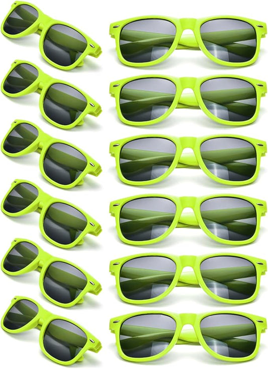 12 Pack Neon Colors Sunglasses Classic Retro Party Favors Sunglasses for Unisex Adult