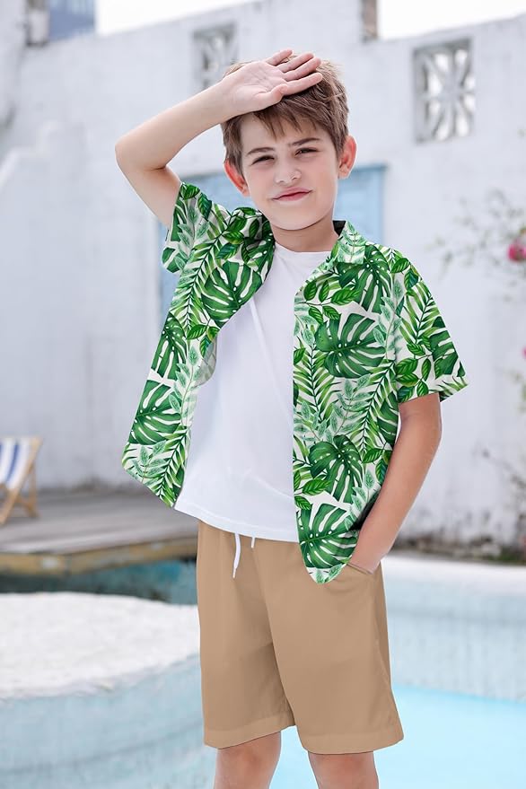 Cromoncent Matching Hawaiian Outfits for Family, Dad and Son Matching Luau Beach Tropical Shirts Mommy Daughter Tropical Sets