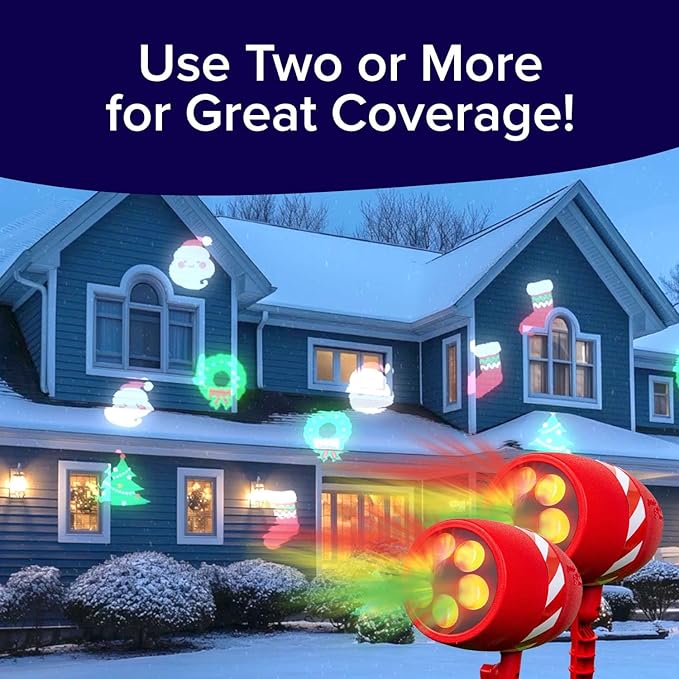 Star Shower Slide Show Christmas LED Projector, AS SEEN ON TV, Showcase Your Home with Full-Color Holiday, Remote Control, Use 2 or More for Spectacular Results, Includes 6 Christmas Slides