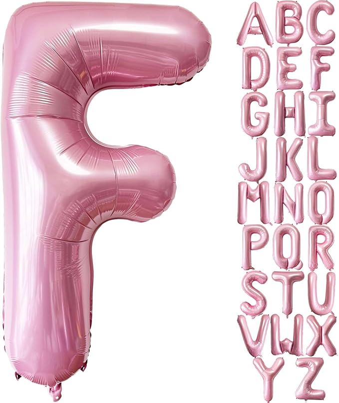 Pink Letter F Balloons, 40 Inch Pastel Pink Letter Balloons F Foil Mylar Helium Pink Letter Balloons for Birthday Party Supplies Anniversary Event Celebration Decorations Alphabet Pink F