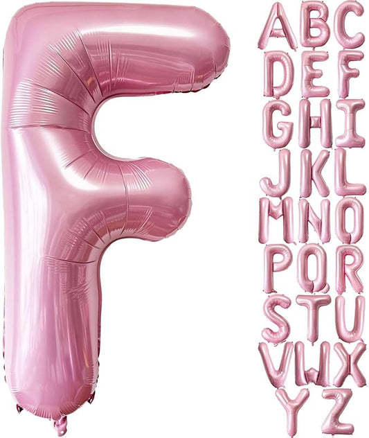 Pink Letter F Balloons, 40 Inch Pastel Pink Letter Balloons F Foil Mylar Helium Pink Letter Balloons for Birthday Party Supplies Anniversary Event Celebration Decorations Alphabet Pink F