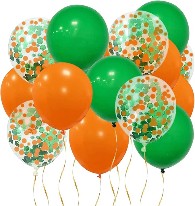 12inch Orange Green Latex Helium Balloons,Orange Green Confetti Balloon for Party Decorations,Pack of 50