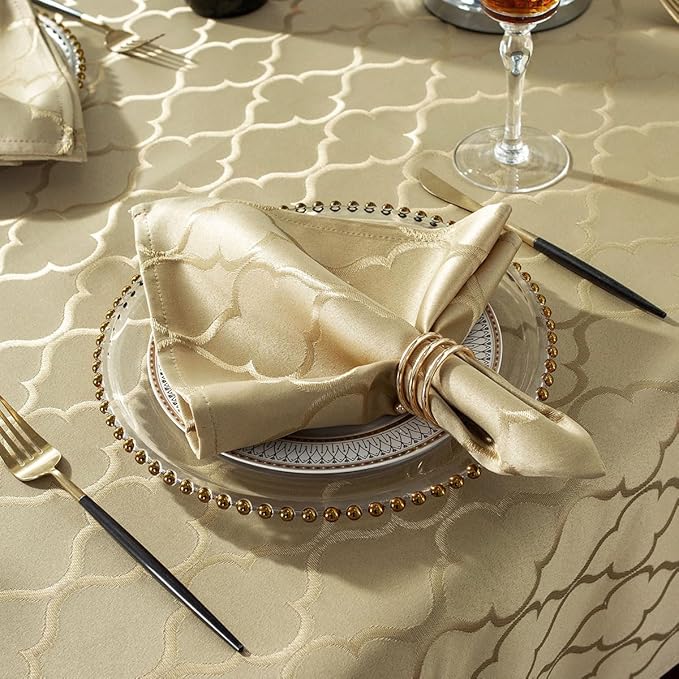 SASTYBALE Jacquard Tablecloth Flower Pattern Polyester Table Cloth Spill Proof Dust-Proof Wrinkle Resistant Table Cover for Kitchen Dining Tabletop Decoration (Square, 52" x 52" (4-6 Seats)