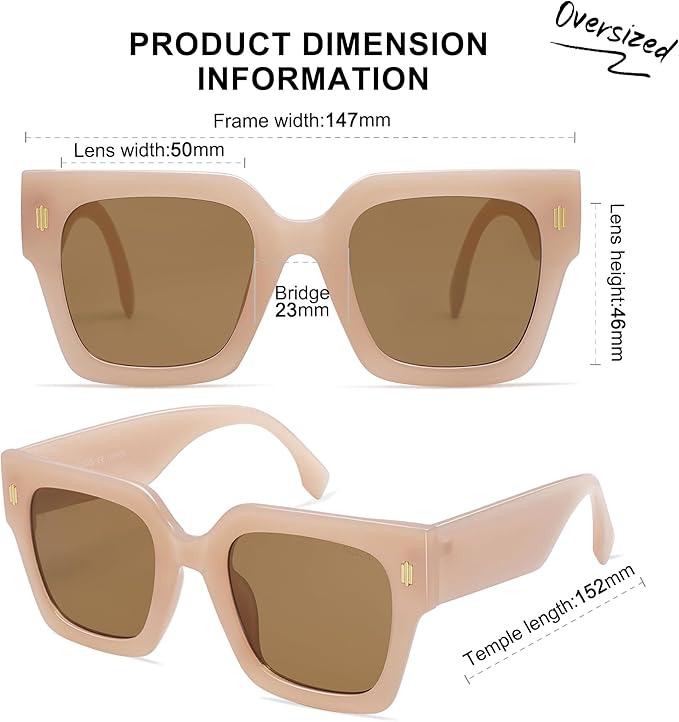 SOJOS Vintage Oversized Square Sunglasses for Women,Retro Womens Luxury Big Large Sun Glasses UV400 SJ2194