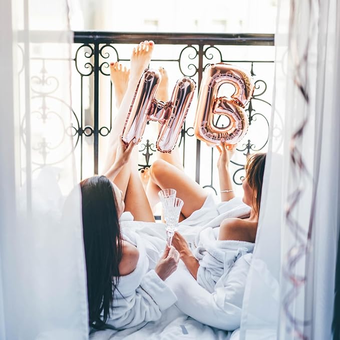 53pcs Rose Gold Letter Balloons, Custom A-Z Set for Personalizing Names & Phrases on Party Supplies Banners - Inflate with Balloon Pump, for Women Girl Birthdays/Anniversary/Wedding