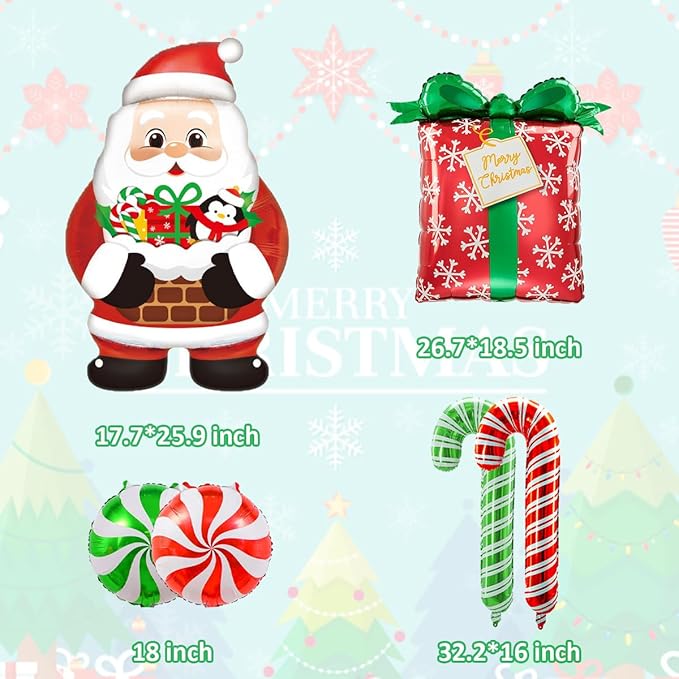 Christmas Balloons Decorations, Santa Balloon, Candy Cane Balloons For Candy Cane Christmas Decorations