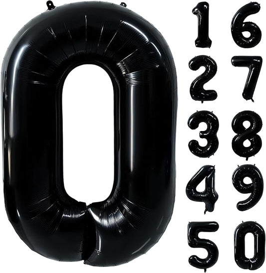 40 inch Black 0 Number Balloon Giant Foil Helium Balloons Black Large Digital Balloon 0 Number 0 Balloons for 0th Birthday Party Decorations Anniversary Events Decoration Supplies