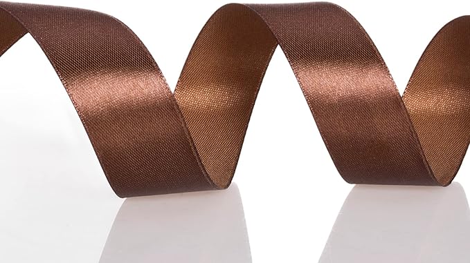 1 Inch Brown Solid Satin Ribbon, 50 Yards Craft Fabric Ribbon for Gift Wrapping Floral Bouquets Wedding Party Decoration