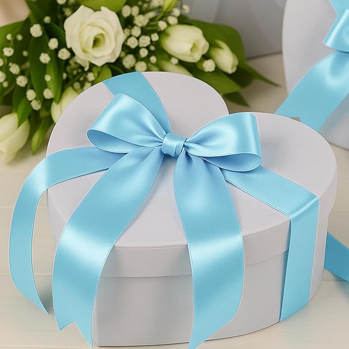 Fullive 1 1/2 Inch Satin Ribbon, 30 Yards Lake Blue Ribbons for Crafts, Polyester Ribbon for Gift Wrapping for Birthday Graduate Oktoberfest Christmas Decorations Wrapping Bouquet Floral Arrangements