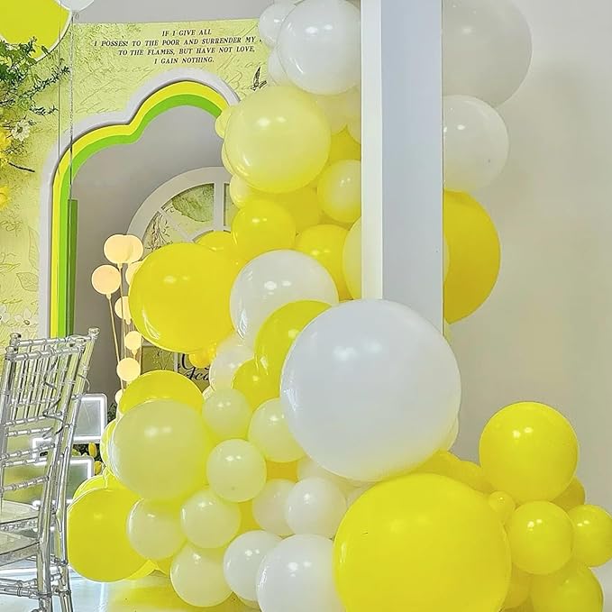 90pack Pastel Yellow Balloons Different Size 18/12/10/5 Inch Pastel Yellow Balloon Garland Arch Kit for Graduation, Wedding, Birthday, Princess, Baby Shower, Anniversary Party Decorations