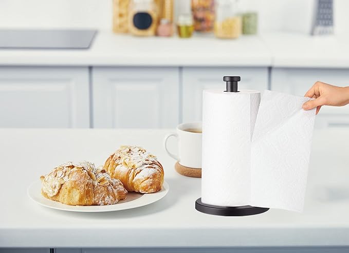 Paper Towel Holder, Black, Stainless Steel, Countertop, Kitchen, Bathroom