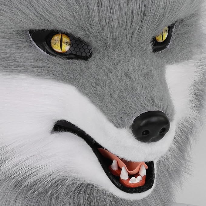 Animal Wolf Mask Cosplay Costume Accessories Furry Faux Fur Dog Fox Full Head Therian Masks Anime Dress up Party