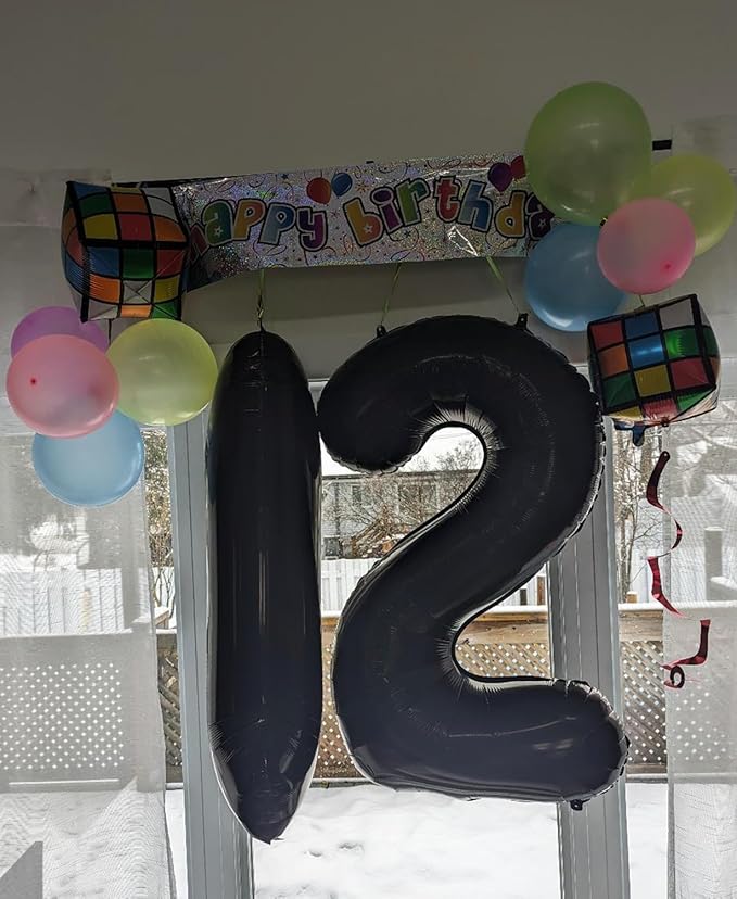 Smlpuame 40 inch Number Balloon 0-9 Black Large Number 7 Balloons,Digital Balloons for Birthday Party Celebration Decorations Supplies, Helium Foil Number Balloons for Wedding Anniversary
