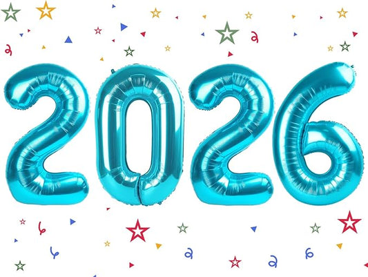 2026 Balloon - Light Blue Birthday Number Balloons, 40 Inch Large Foil Balloons for Men Women Boys Girls Light Blue Themed Birthday Decorations，Number 2026 Balloon