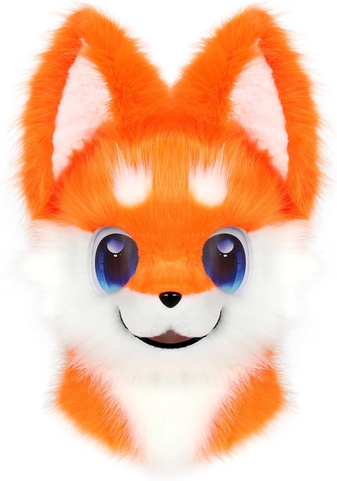 Animal Full Head Dog Mask Fursuit Therian Plush Realistic Masks for Party Halloween Cosplay Costume Accessory