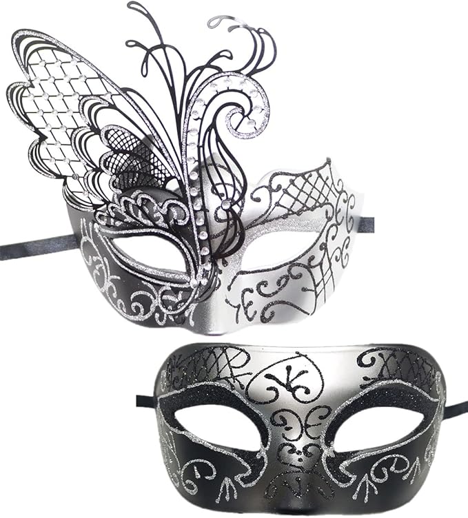 Coolwife Couples Masquerade Masks Metal Venetian Mardi Gras Party Evening Prom Costume Mask