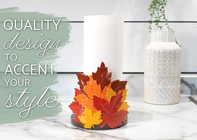 Elanze Designs Fall Leaves 12 inch Resin and Wood Harvest Paper Towel Holder
