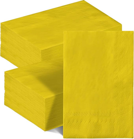 qiqee Yellow Paper Napkins 13 * 16inch Guest Paper Disposable Towels Napkin Paper Hand Towels for Wedding, Dinner, Birthday Party, Dessert Cocktail ＆ Kitchen Napkins（ 120 Count）