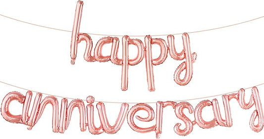 KatchOn, RoseGold Anniversary Balloons & Banner - 16 Inch | Foil Balloons, Party Decorations