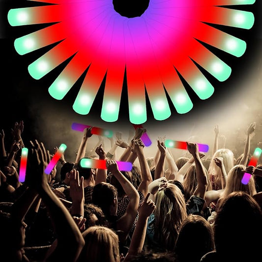 Foam Glow Sticks, 28 Pcs Glow Stick, LED Foam Stick with 3 Modes Colorful Flashing, Glow in The Dark Party Supplies, Foam Light Up Sticks for Party,Concert,Wedding,Birthday,Halloween