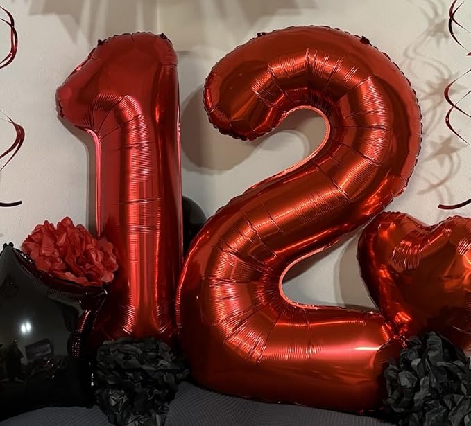 Smlpuame 40 inch Number Balloon 0-9 Red Large Number 2 Balloons,Digital Balloons for Birthday Party Celebration Decorations Supplies, Helium Foil Number Balloons for Wedding Anniversary