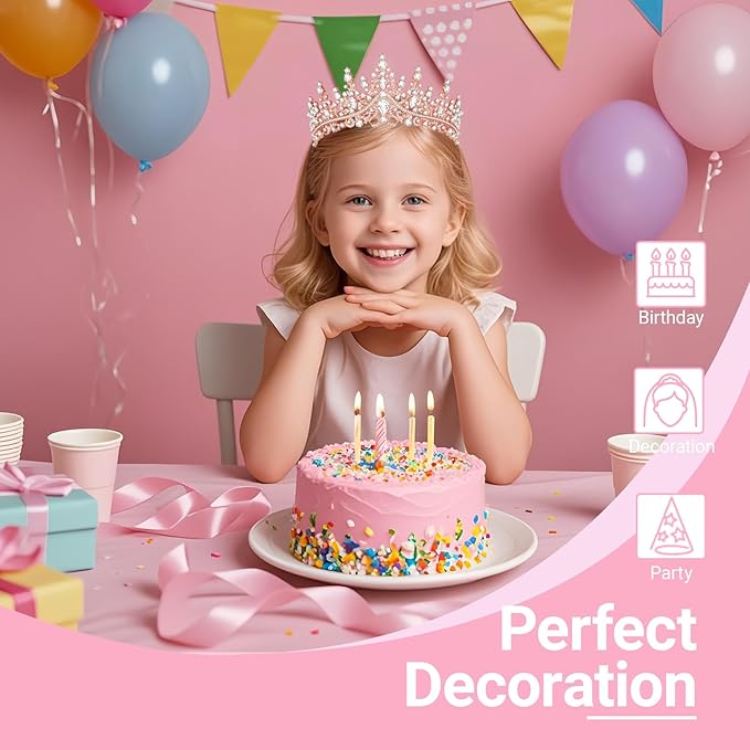 Tiara Crown Headband for Women, Headband Hair Accessories for Birthday Wedding Party Costume Rose