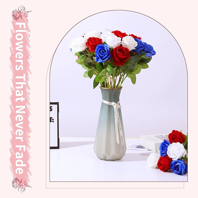 52 PCS Mixed Artificial Roses Bulk, Fake Artificial Flowers Bridal Bouquet Silk Faux Rose with Stems for Wedding Flowers Decoration, Valentine's Day, Bridal Bouquet, Anniversary, Home Decor (52PCS)