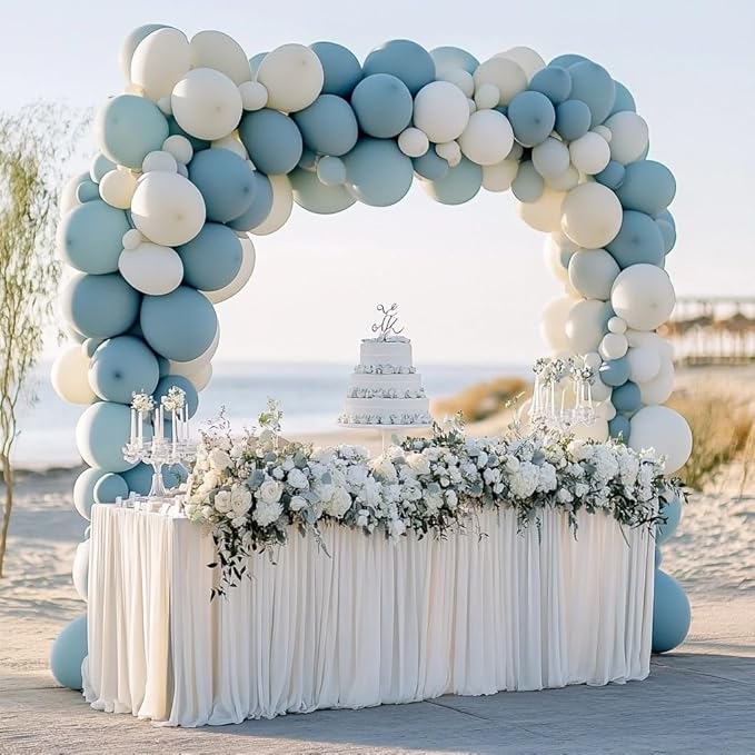 Dusty Blue Balloons, 125 PCS Assorted Sizes 18 inch, 12 inch, 10 inch, 5 inch - Great for Birthday Party, Wedding, Bridal Shower, Holiday Decorations and Balloon Garland Arches