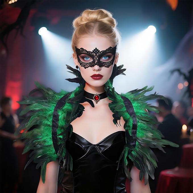 Gothic Natural Feather Shrug Feather Shawl Wrap Cape Victorian Collar for Halloween Cosplay Party Costume Accessories