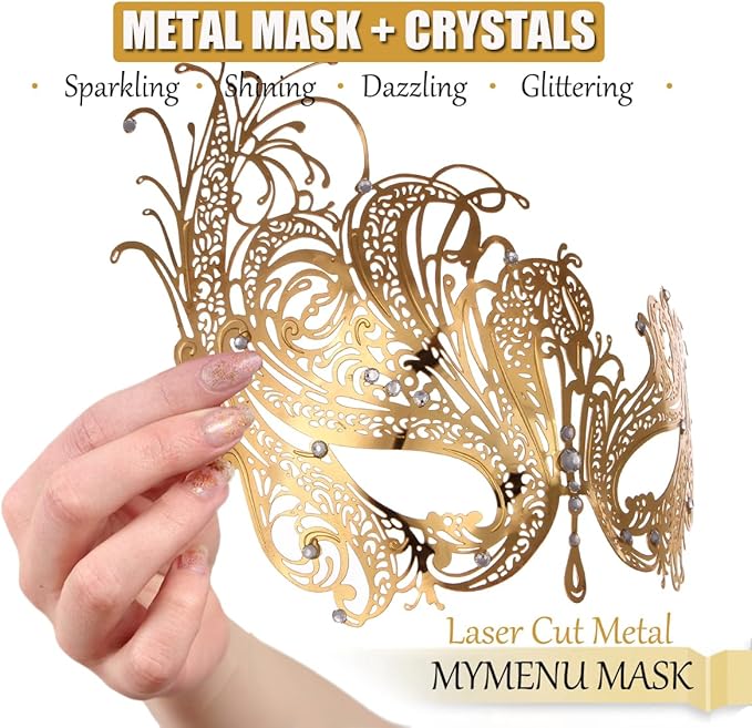 Couple Masquerade Mask for Women Men Laser Cut Metal Mask Venetian Mask for Party Ball