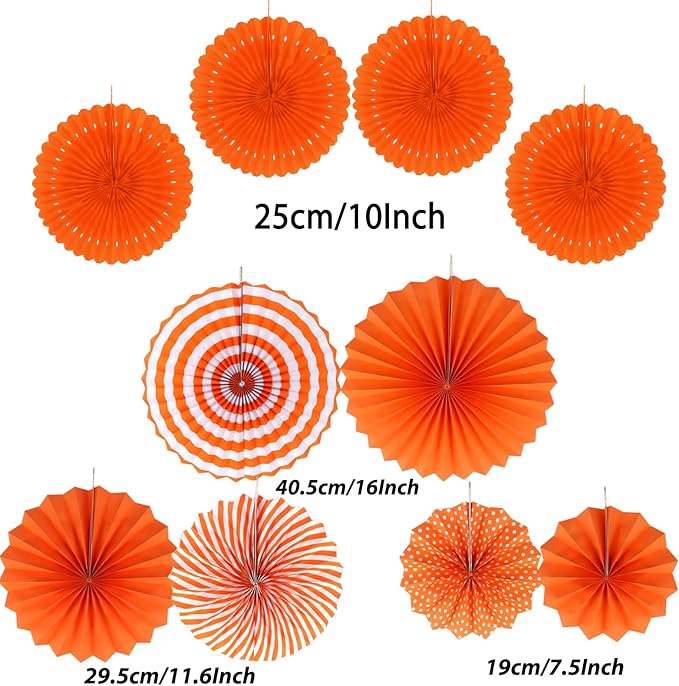 ZERODECO Party Decorations, 41 Pcs Orange Papar Fans Pompoms Garlands String Tissue Paper Tassel for Halloween New Years Spring Festival Wedding Birthday Party