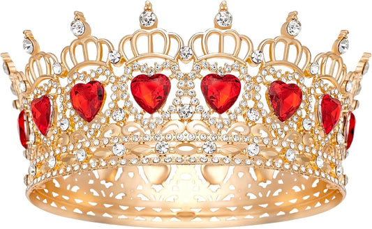 Queen Crown Wedding Rhinestone Heart Crowns and Tiaras for Women Costume Party Hair Accessories Princess BirthdayCrown Crystal Bridal Crown
