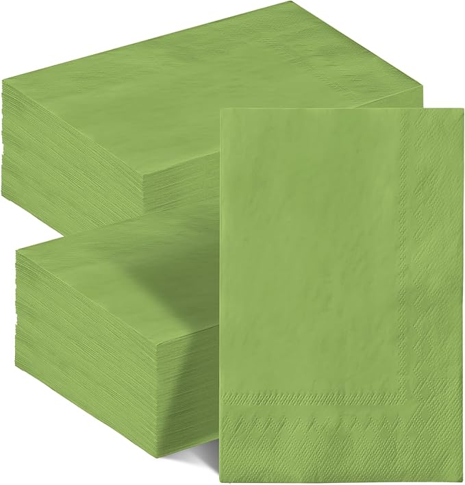 qiqee Pea Green Paper Napkins 13 * 16inch Guest Paper Disposable Towels Napkin Paper Hand Towels for Wedding, Dinner, Birthday Party, Dessert Cocktail ＆ Kitchen Napkins（ 120 Count）