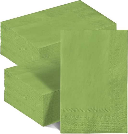 qiqee Pea Green Paper Napkins 13 * 16inch Guest Paper Disposable Towels Napkin Paper Hand Towels for Wedding, Dinner, Birthday Party, Dessert Cocktail ＆ Kitchen Napkins（ 120 Count）