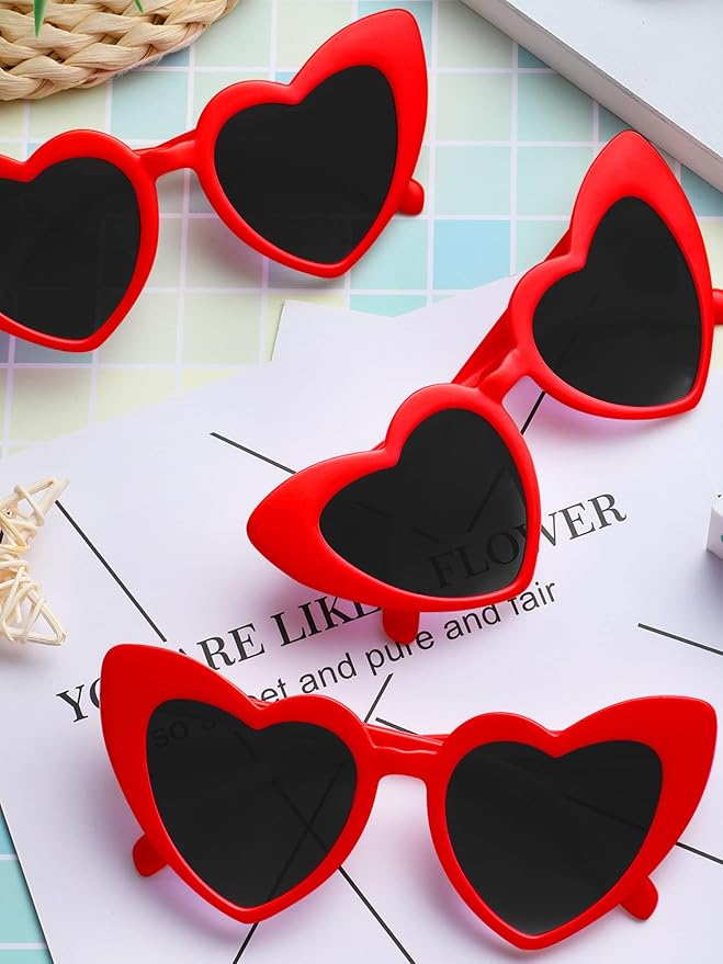 Flutesan 15 Pairs Heart Shaped Sunglasses Vintage Cat Eye Sunglasses for Bachelorette Party Supplies