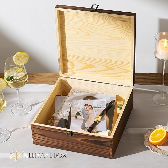 AW BRIDAL House Warming Gifts New Home Wine Glasses Sets, 2025 Closing Gifts for Home Buyers and Homeowner, New Apartment Gift Basket for Couple, First House Gift with Wooden Keepsake Box