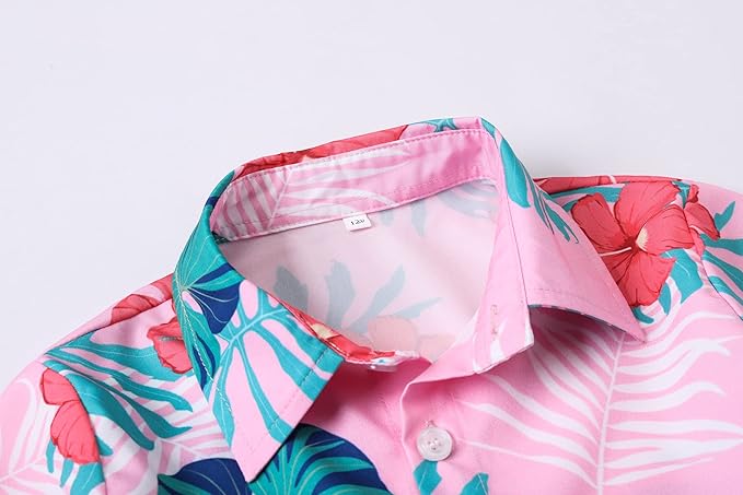 Cromoncent Matching Hawaiian Outfits for Family, Dad and Son Matching Luau Beach Tropical Shirts Mommy Daughter Tropical Sets