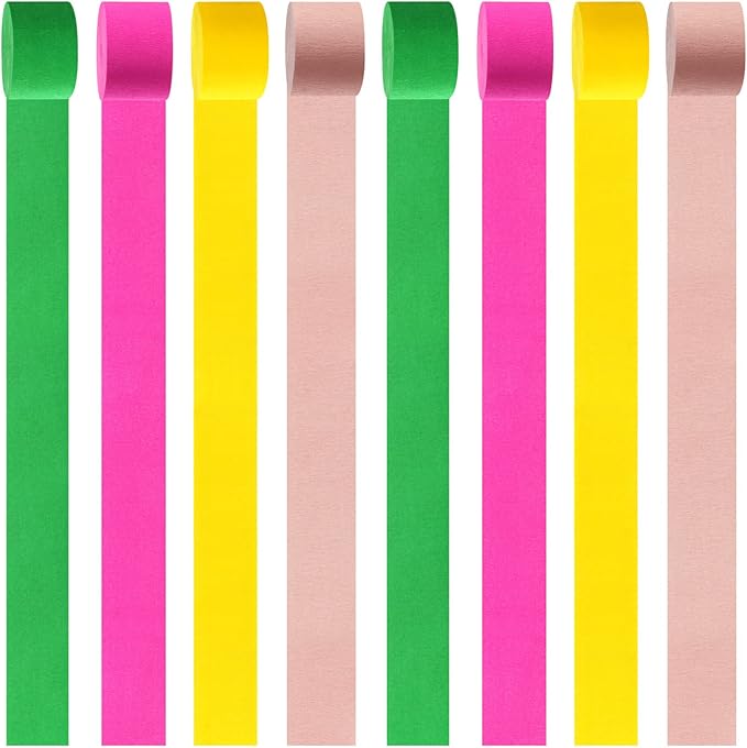 Hawaiian-Themed Pool Party-Decorations Streamers - 8 Rolls Tropical Jungle Aloha Birthday Supplies Bachelorette Crepe Tissue Paper Banners,Summer Beach Baby Shower Backdrop Garland Decor Panduola