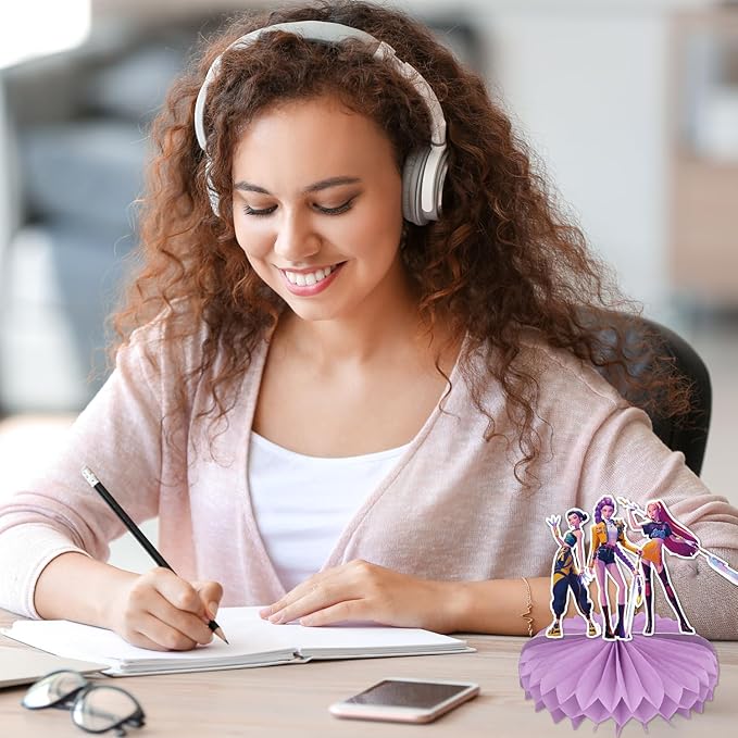 9pcs Demon Movie Hunters Honeycomb Table Centerpiece,Demon Movie Hunters Birthday Party Supplies Table Decorations for Party Decorations