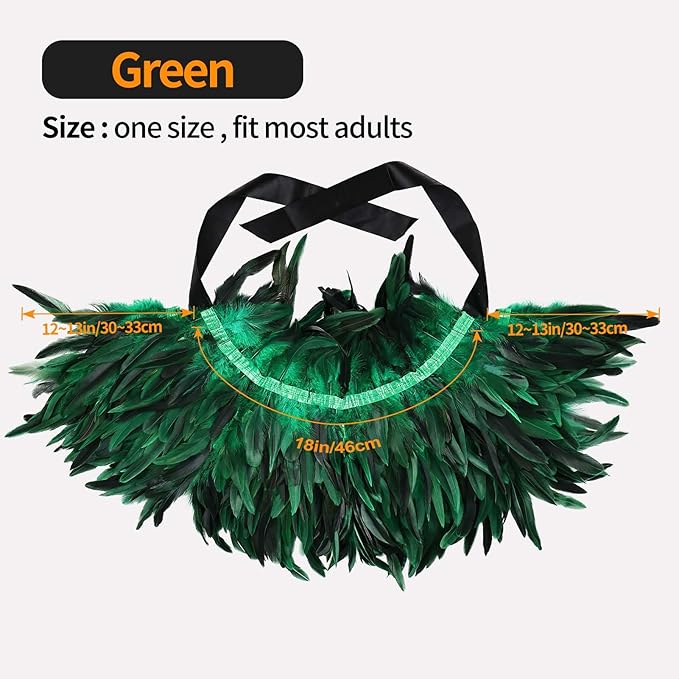 Gothic Natural Feather Shrug Feather Shawl Wrap Cape Victorian Collar for Halloween Cosplay Party Costume Accessories