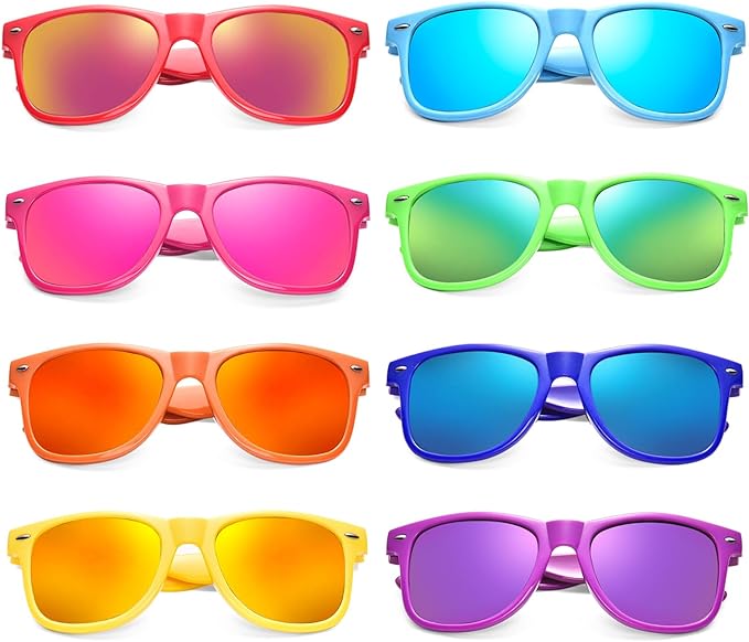 Matcheck 8/16 Pack Neon Colors Sunglasses Wholesale Bulk Party Favors Retro Classic Glasses Birthday Pool Unisex Adult