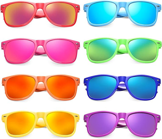 Matcheck 8/16 Pack Neon Colors Sunglasses Wholesale Bulk Party Favors Retro Classic Glasses Birthday Pool Unisex Adult